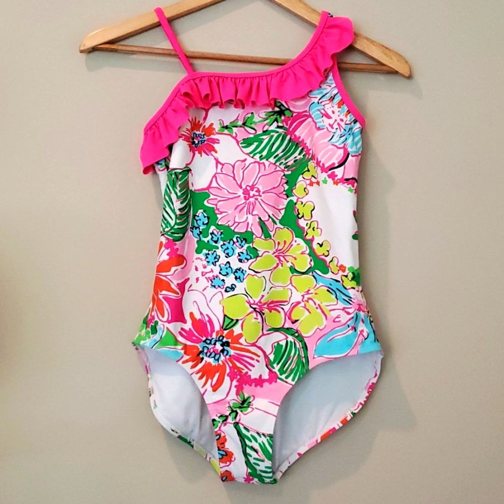 Lily Pulitzer One Piece Ruffle Swim Suit 14/16
